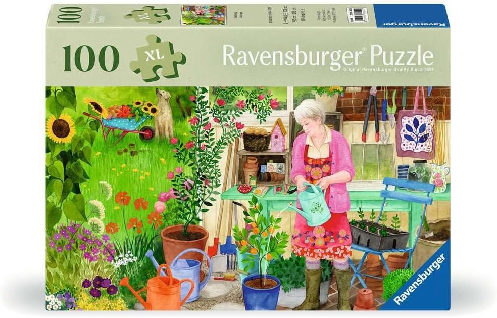 Ravensburger Feel Well - Gardening - 100 Piece Jigsaw Puzzle | A Blooming Paradise |Thicker Pieces, Large Image Format, and Included Stand | Premium Quality Puzzle Made in Europe