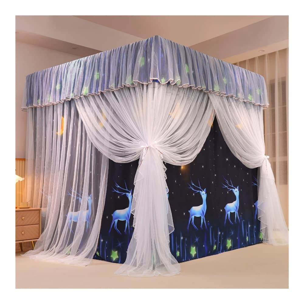 Moskitonetz für 1,5 m/5 Fuß Bett, Luxuriöser Betthimmel mit 4 Stangen, Dekorativer Bettvorhang für Jungen- und Mädchenschlafzimmer (Stil 3, 1,5 x 2 x 2 m)