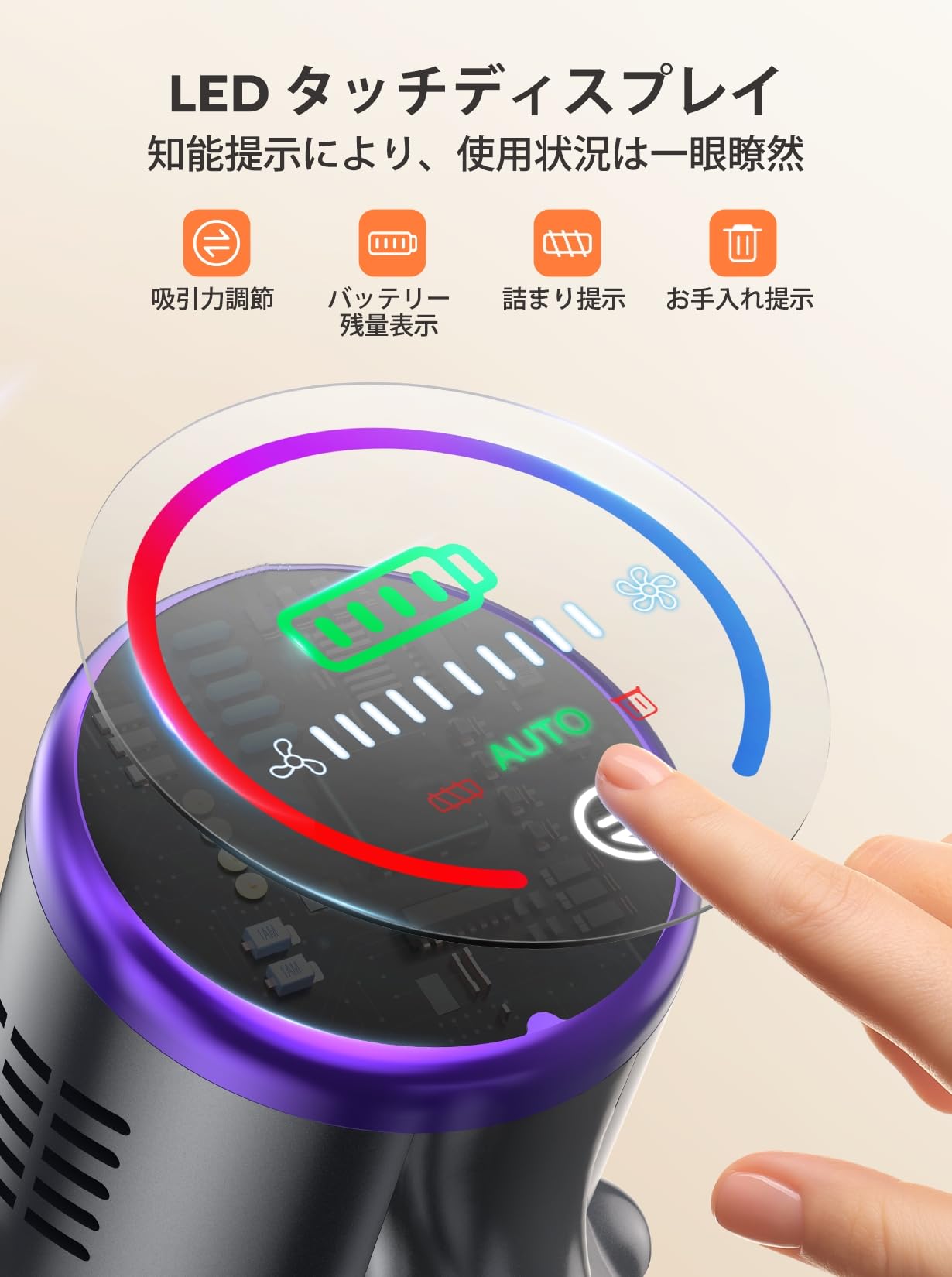Amazon | コードレス掃除機 【2024進級版】38000pa強力吸引 自立式
