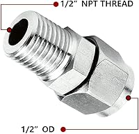 Vista 2 de Beduan 304 Adaptador de Conexión de Compresión de Acero Inoxidable con Casquillo, 1,27 cm OD de Tubo x 1,27 cm NPT Macho, Adaptador Recto con Dobles