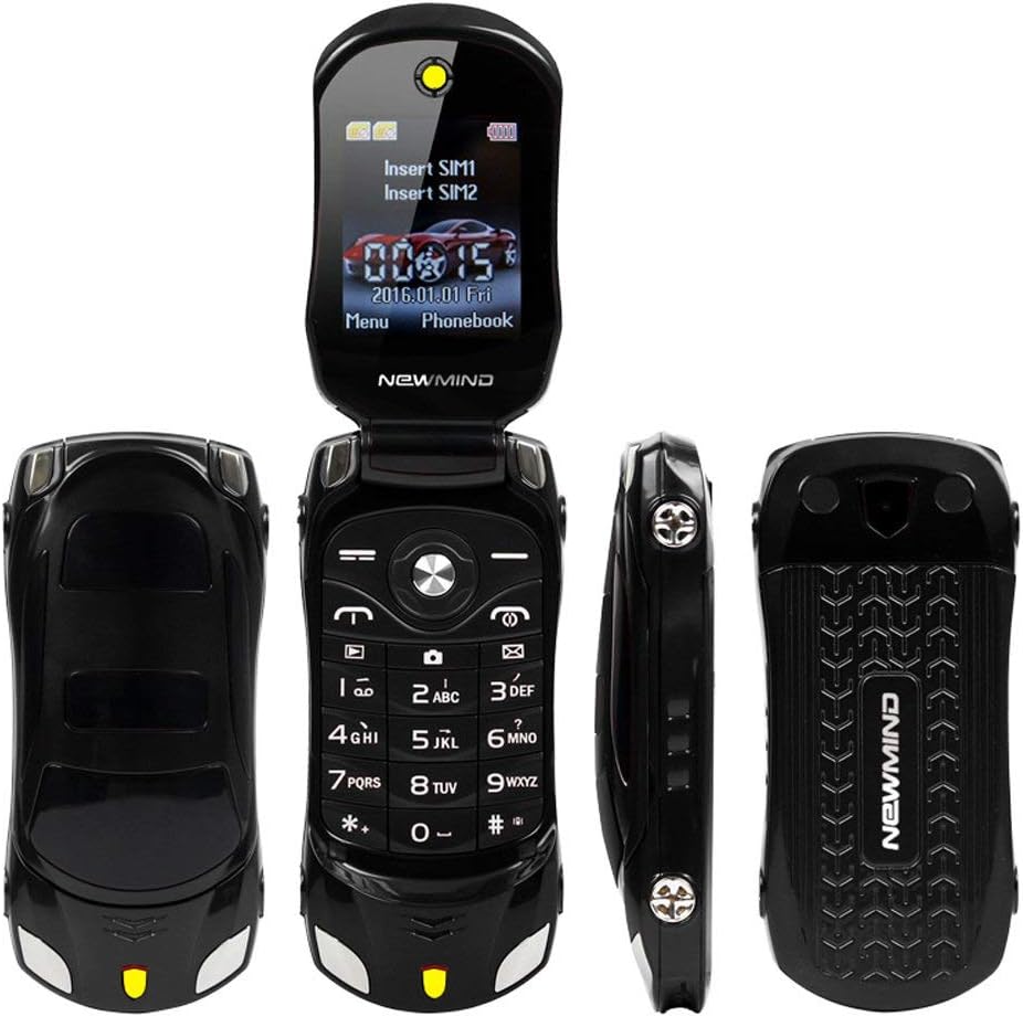 F15 Mini Flip Sports Car GSM Cell Phone Supports Dual SIM Cards (Black)