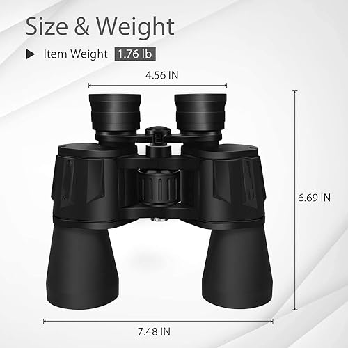 Miniatura 7 de Binoculares potentes de 10 x 50 para adultos, binoculares transparentes duraderos de tamaño completo para observación de aves, viajes, turismo,
