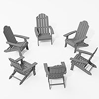 Vista 18 de MXIMU Silla Adirondack plegable para exteriores: fácil montaje y cómodas sillas Adirondack - Sillas plegables compuestas para hoguera - Silla