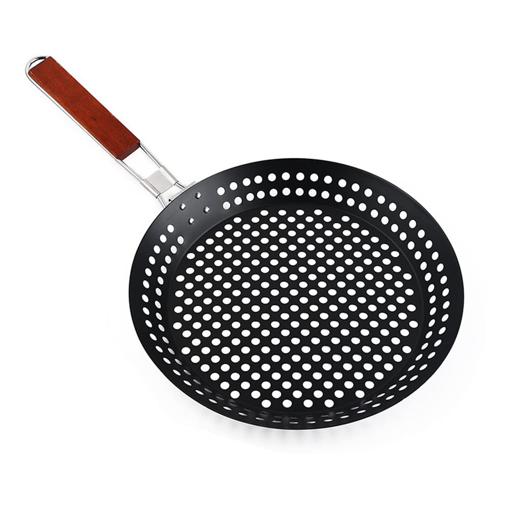 Antihaft-Grillpfanne, 1 Stück, Edelstahl-Bratpfanne mit Löchern, perfekt für Outdoor-Grillen, Kochen, Grill, Wok für gleichmäßige Wärmeverteilung