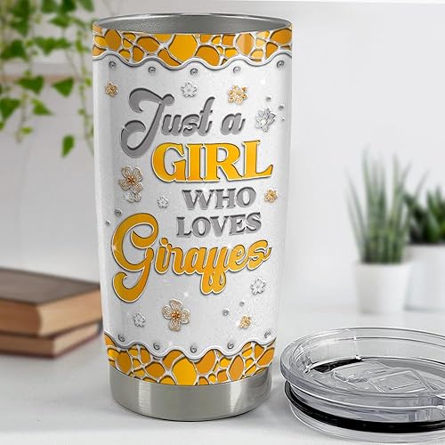 Miniatura 4 de SANDJEST Vaso de jirafa de 20 onzas, dibujos de joyería, vasos aislados de acero inoxidable, regalos para mujeres, niñas, adolescentes, taza de