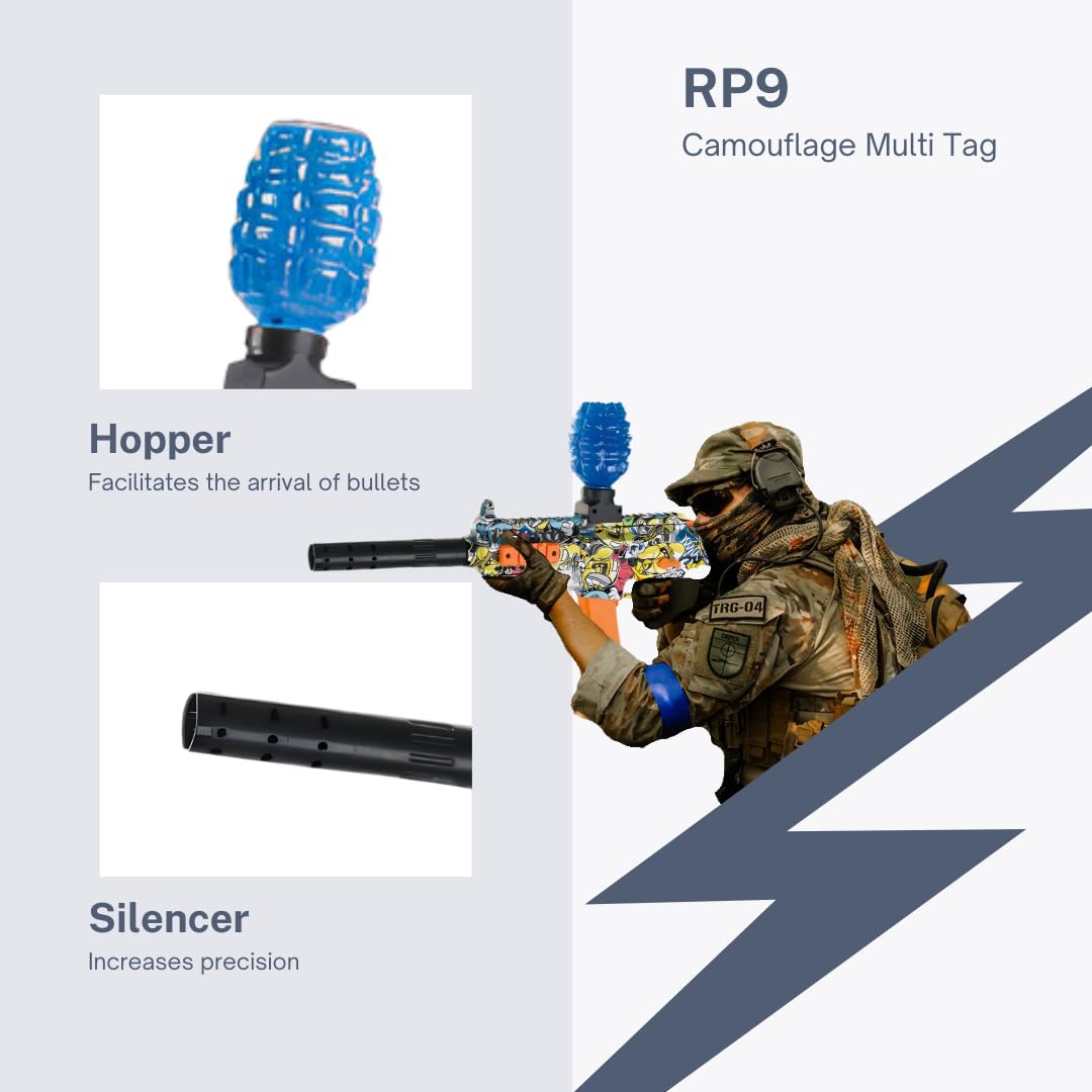 Gel Blaster Gun ARP9 – Pistolet à Bille Eau Electrique Automatique – 20000 Balles et Lunettes – Watersoft Puissant Fusil Arme Mitraillette - Adulte Gelfire Water Gun (Multicolor)