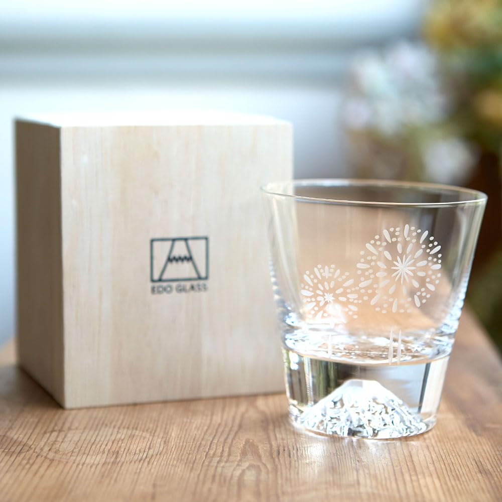 Tajima Glass Mt. Fuji Glass Rock Glass (Fireworks) JTB Shoji Special Order Item Father's Day Mother's Day Celebration Souvenir Present : Home & Kitchen