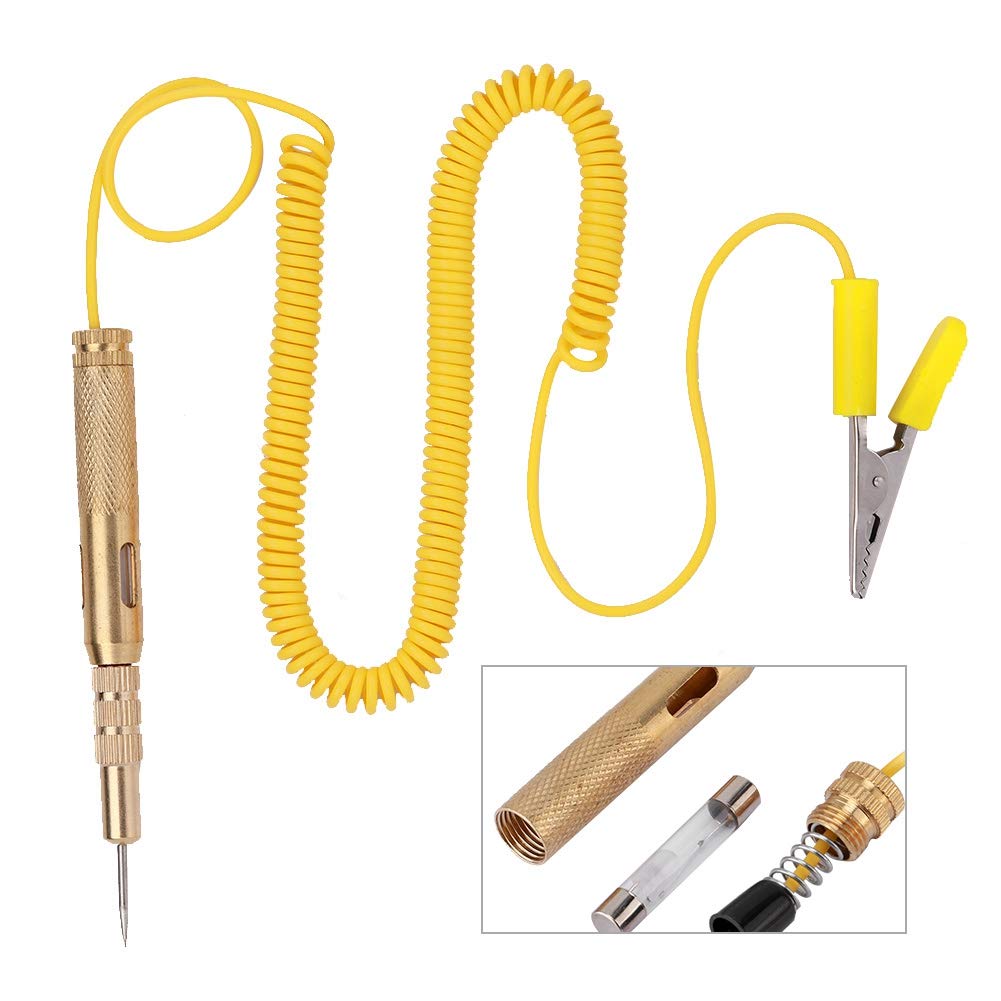 Strumento Tester Circuito Auto 6V 12V 24V Penna Luce Tester Circuito, Matita Penna Test Tester Circuito Auto DC Tensione Lampadina Mini Luce Di Prova(Giallo
