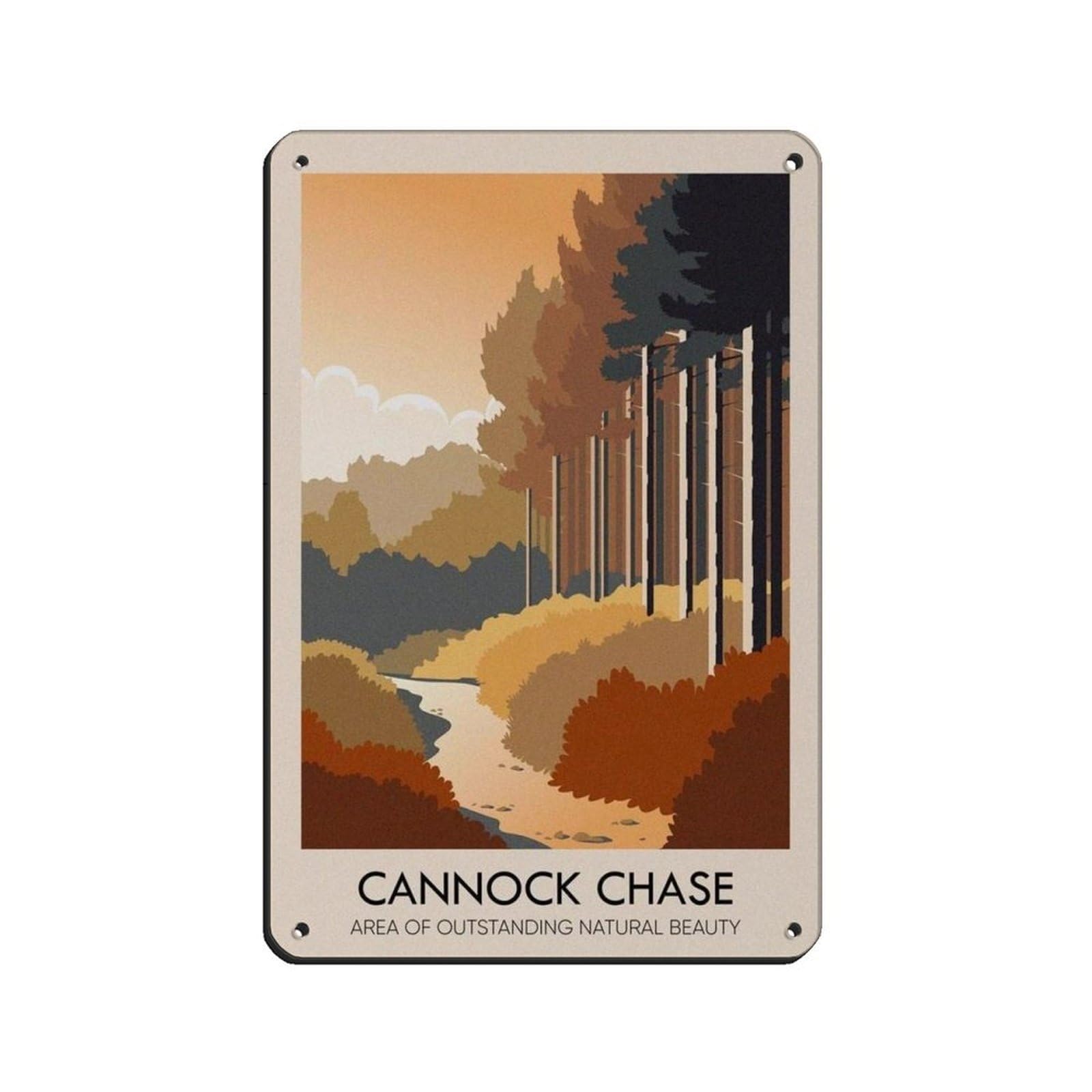 Lxwnze 20L X 30W Cm Cannock Chase Aonb Poster Tin Sign Vintage Metal Pub Club Cafe Bar Home Wall Art Decoration Poster Retro 8X12inch(20X30cm)