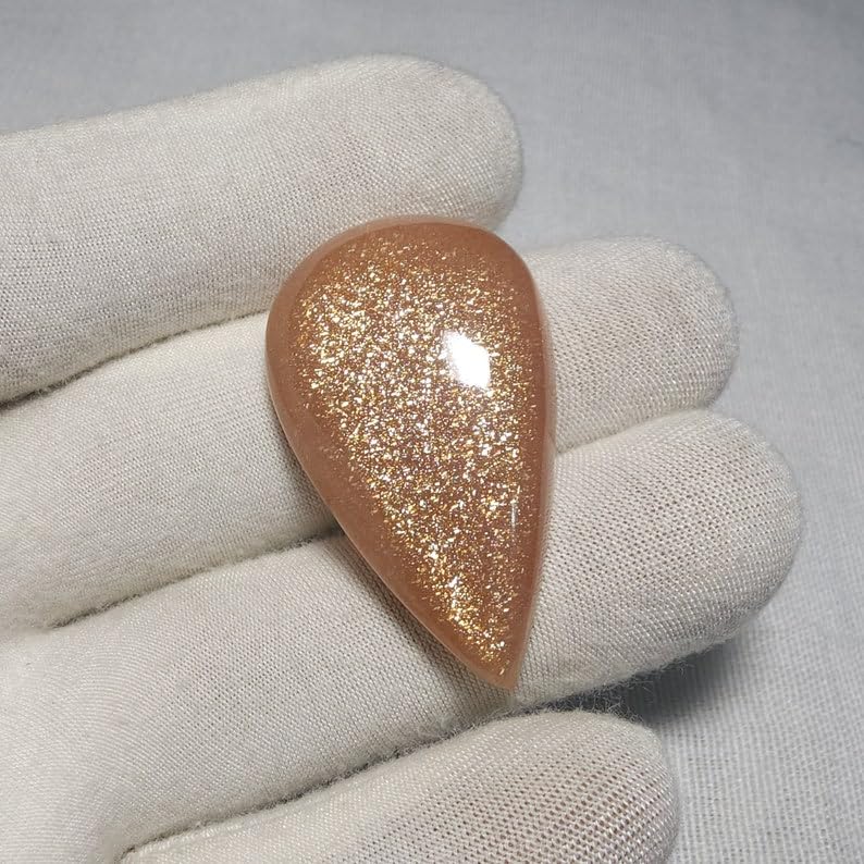 Pierre monstone naturelle forme poire cabochon 39x23x8mm fabrication collier bague - 6