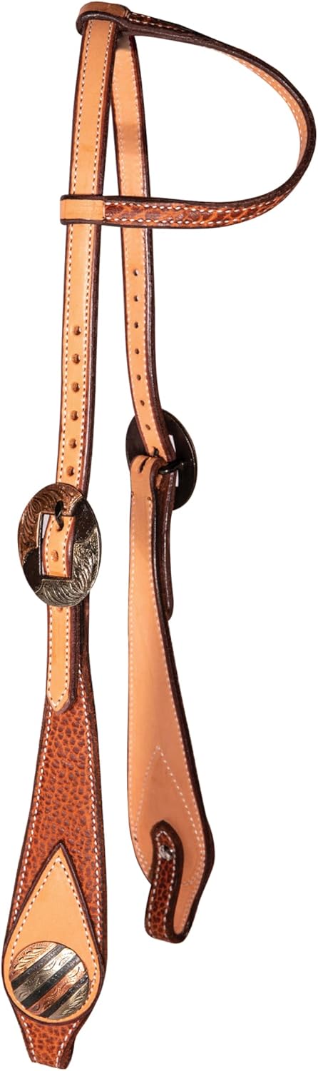 Professional's Choice Swell Cheek Tan Bison Headstall | Availabe in one-Ear or browband | Made in USA