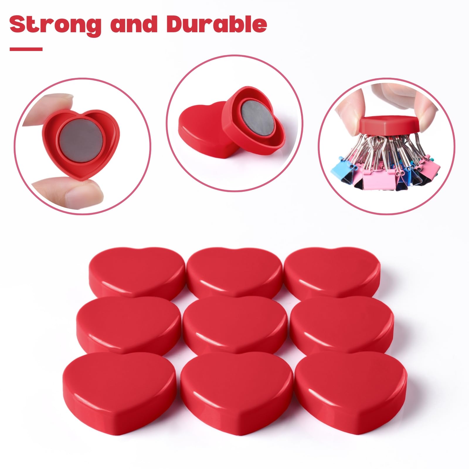 DUJEQM Koelkastmagneten, 30 Stuks Magneten voor Magnetisch Bord,Sterke Hart Magneten voor Whiteboard,Koelkast Magnet Kleine Mini Magneetjes voor Schoolbord Magnetwand Prikbord Decoratie Magneet, Rood