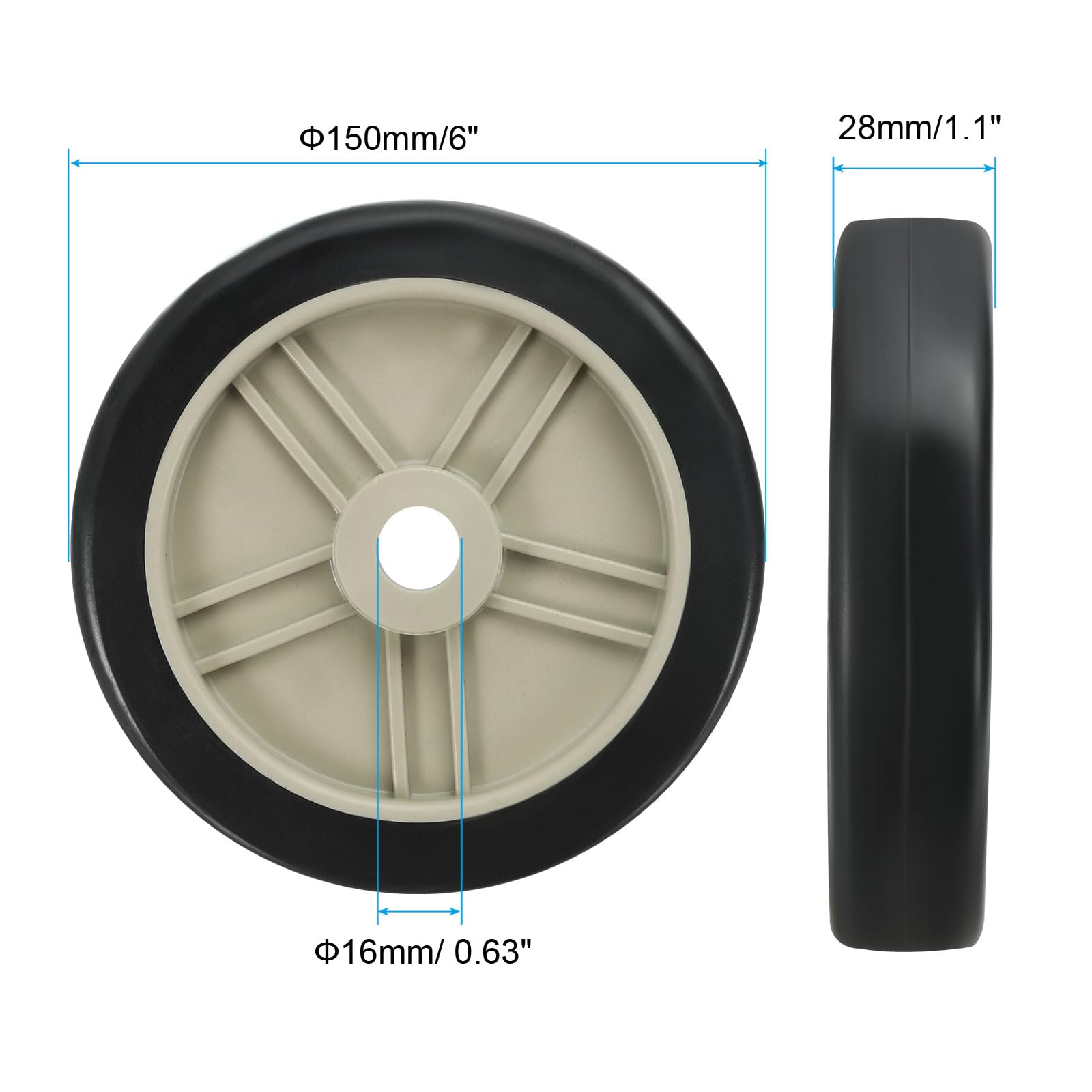 PATIKIL 6" Air Compressor Wheels, Universal Air Compressor Wheel Replacement Part - Image 2
