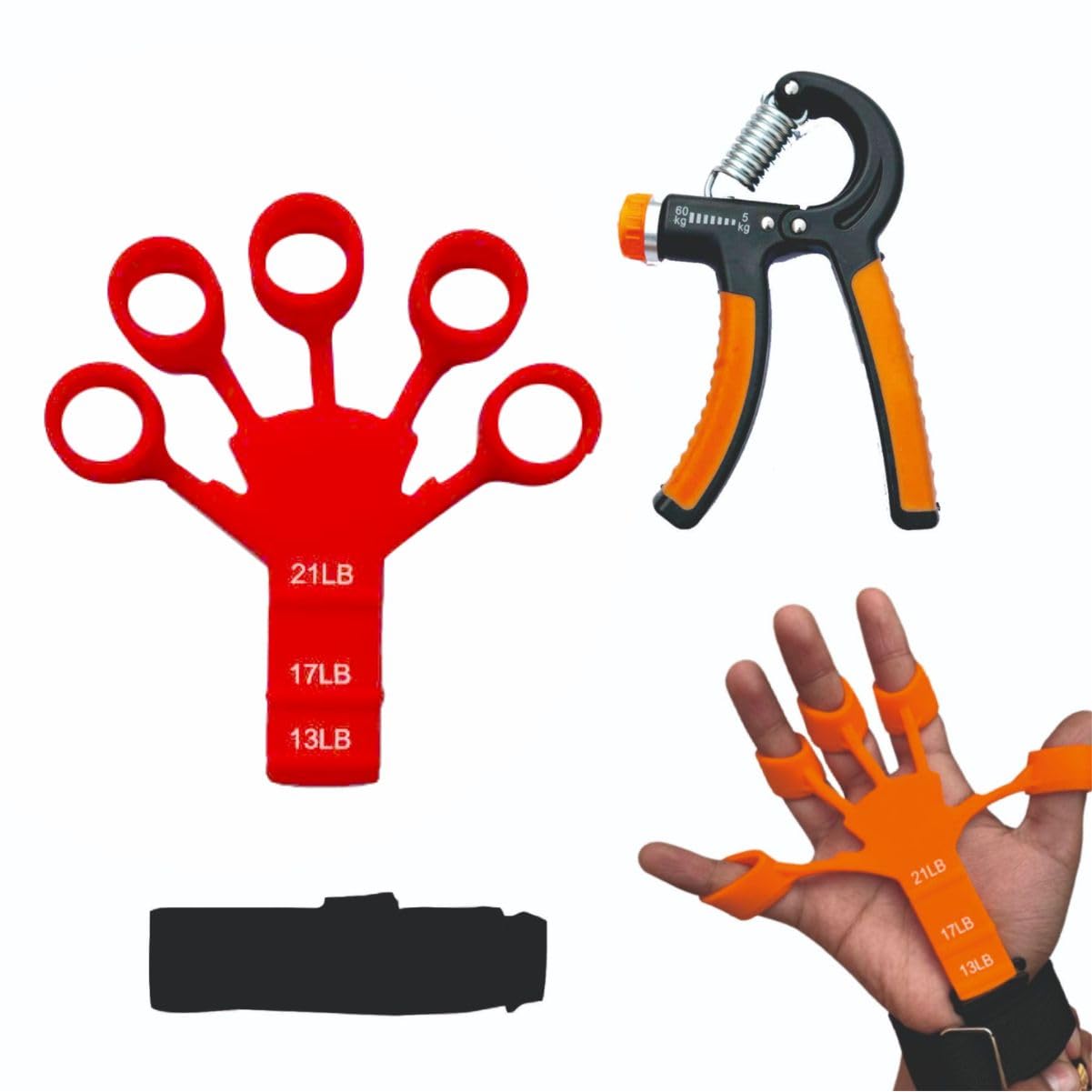 RAR SPORTS Grip Strengthener - Adjustable Finger Trainer and Grip Trainer - Relieve Pain for Arthritis, Grip Strengthener -(New Finger Grip with Hand Gripper 5kg-60kg) (Color May Vary) (B0CNRNG2ZH) Amazon Price History, Amazon Price Tracker