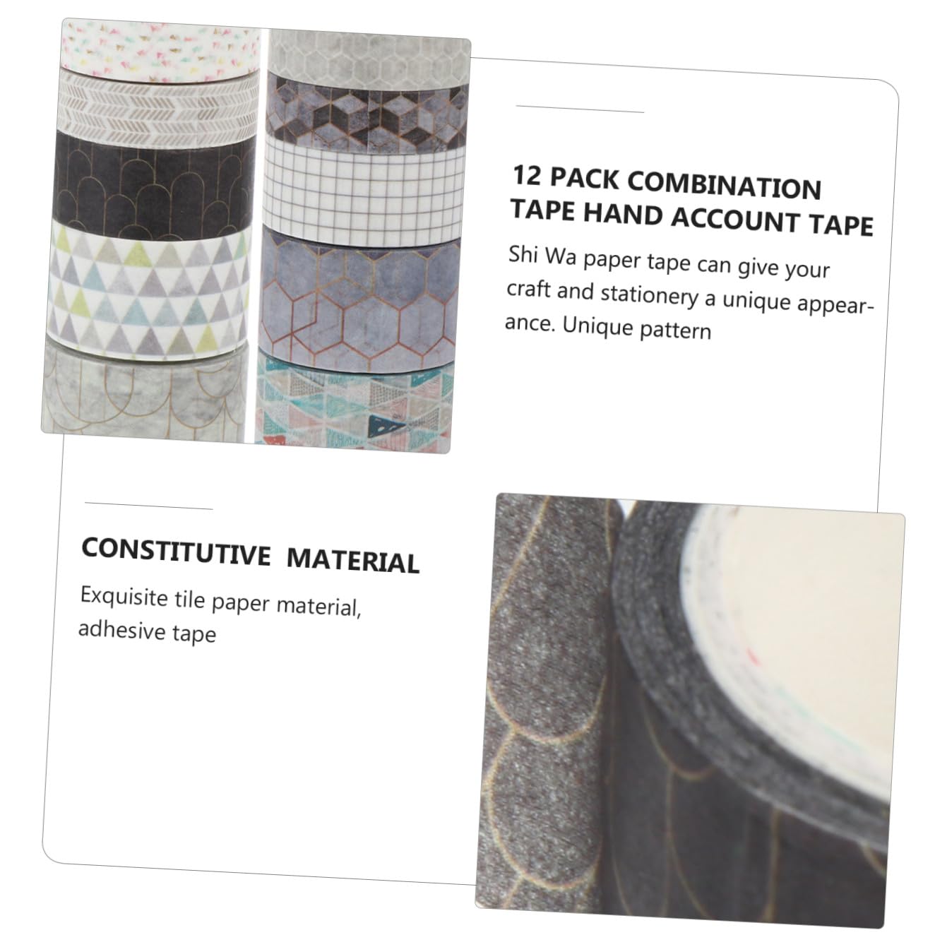 STOBOK 36rotoli Washi Tape Nastro Adesivo Decorativo Per Scrapbook Diari e Fai Da Te Diverse Decorazioni Stile Geometrico Facile Da Applicare Per Feste e Regali