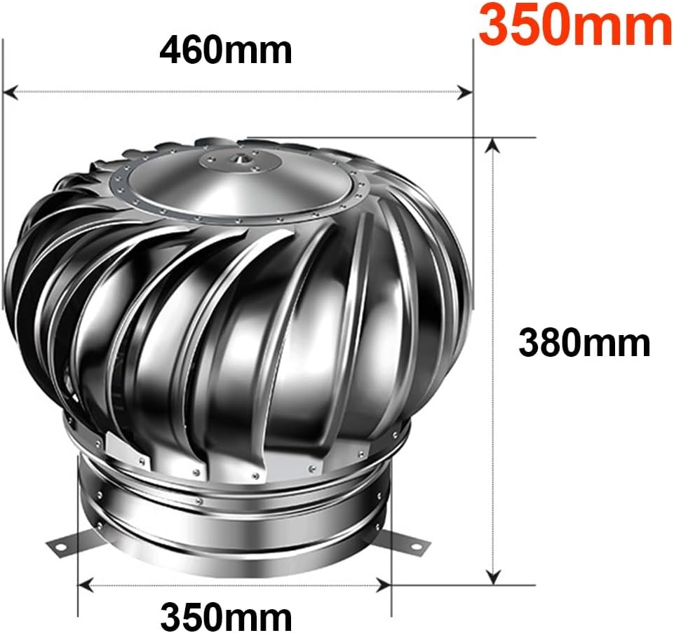 Stainless Steel Roof Wind Turbine Cap Vent - 8 Inch - Easy Install Exhaust Cap for Efficient Ventilation - Durable Rotating Roof Vent