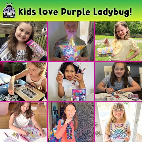 PURPLE LADYBUG Rainbow Scratch Art Paper, 79 PCS Creative Drawing Paper & Stencils - Arts and Crafts for Ages 4-12, Kids Craft Activity Set, Summer Activities for Kids, Travel & Wedding Activities - Image 8
