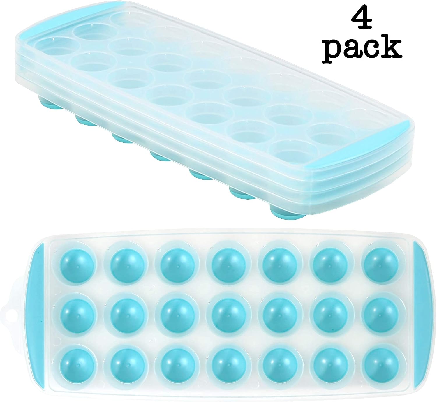 Iconikal Easy Pop-Out Ice Cube Ball Tray Set, 4-Pack