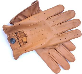 New Real Soft Leather Mens Driving Gloves Tan Art 7011 Large, Size