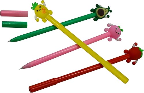 Miniatura 4 de Maydahui 28 bolígrafos con forma de frutas, lindos bolígrafos kawaii, tinta de gel negra, fresa, piña, jugoso, melocotón, aguacate, diseño para
