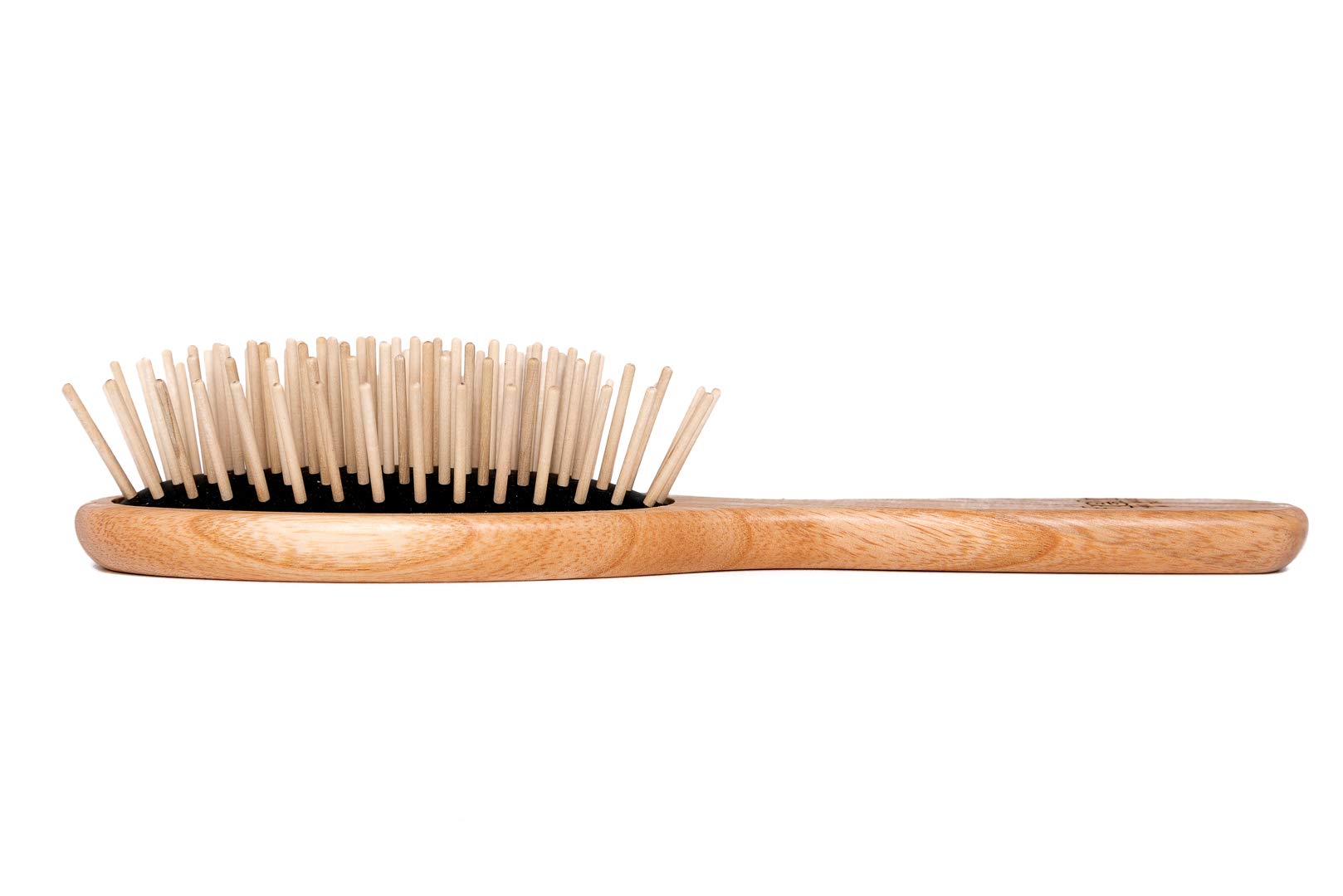 Tek big oval hair brush in ash wood with long pins - Handmade in Italy, Black, 22 x 6 cm - Image 2