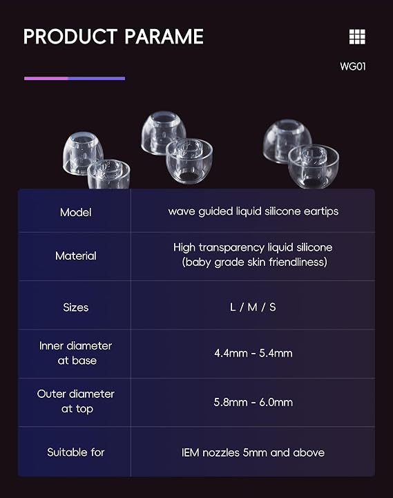 HiBy WG01 Earbud Tips Wave Guided Liquid Silicone Eartips Replacement 3set