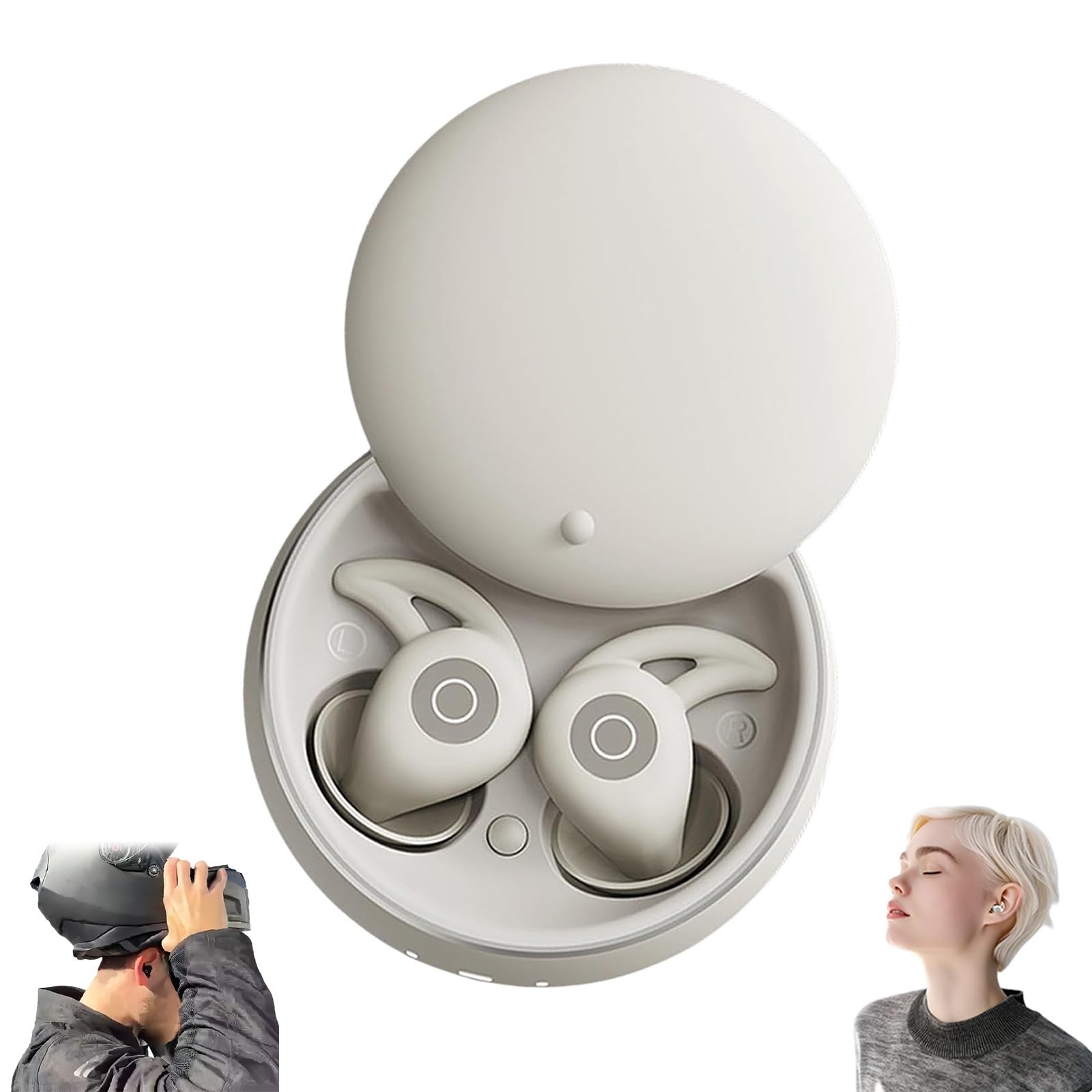 2026 Helm Kopfhörer Bluetooth, Mini Artevive Earplugs Motorcycle Bluetooth Unsichtbar mit ANC, Komfort in Ear Kopfhörer Bluetooths für Anti-Schnarchen, Bewegung, Reisen & Jeder Helm(Grau)