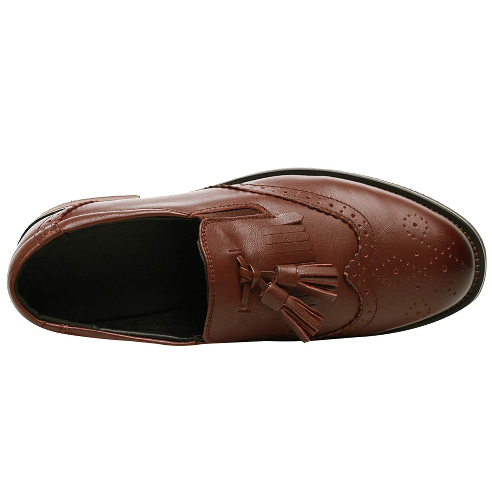 ANUFER Femmes Cuir Véritable Gland Loafers Brogues Facile à Mettre Escarpins