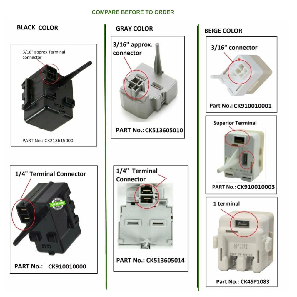 Refrigerator Compressor Start Relay & Capacitor WP2188831-WP65889-4
