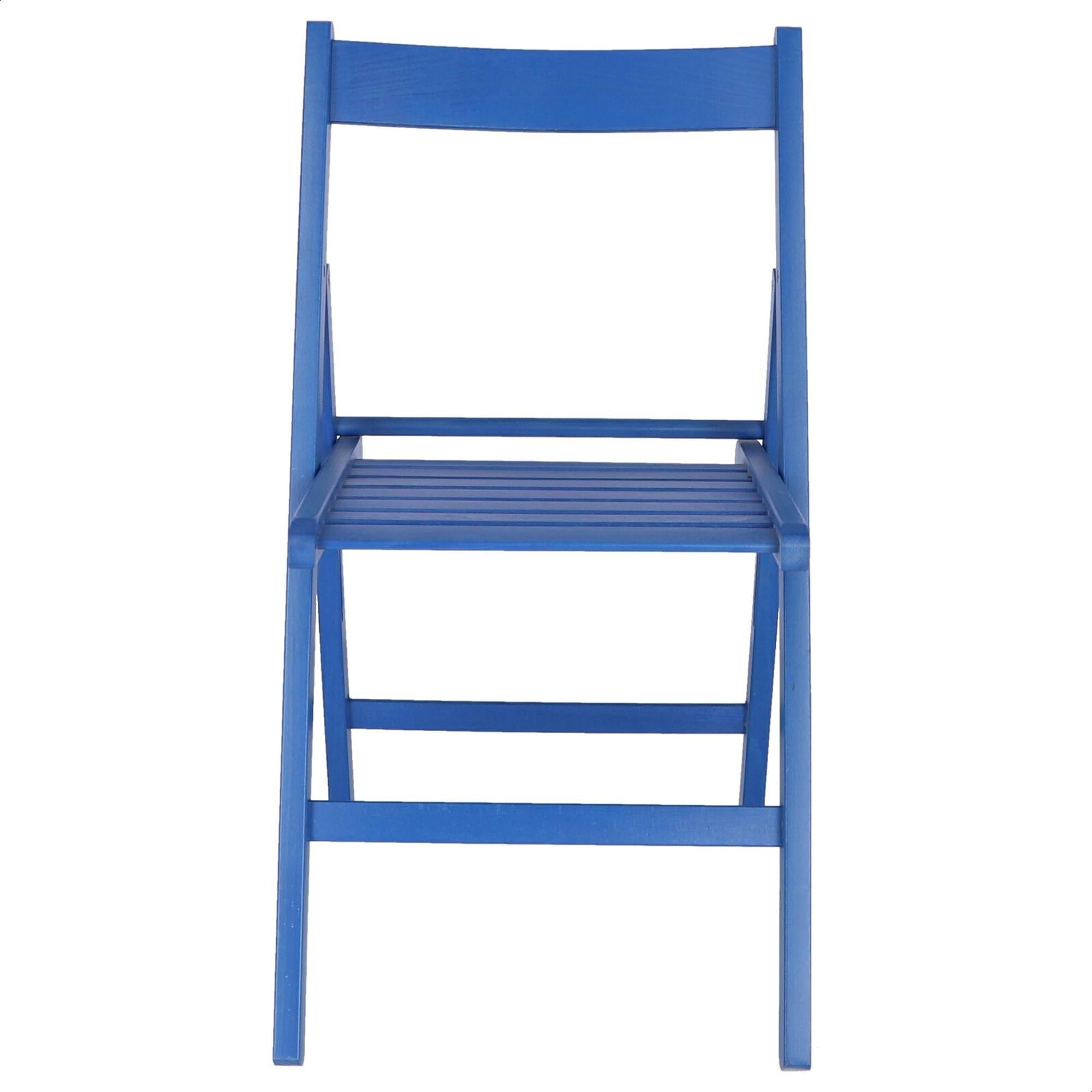WELL HOME MOBILIARIO & DECORACIÓN Bas Sedia Pieghevole V1, Faggio, Blu, 4 Sillas