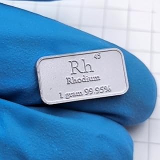 1 Piece 1 Gram Net Weight Pure Rhodium Metal Sheet, Plate, Bar, 99.95% High Purity Rh, for Element Specimen Collection Hobby and Laboratory Scientific Research Experiments Electrode Catalyst