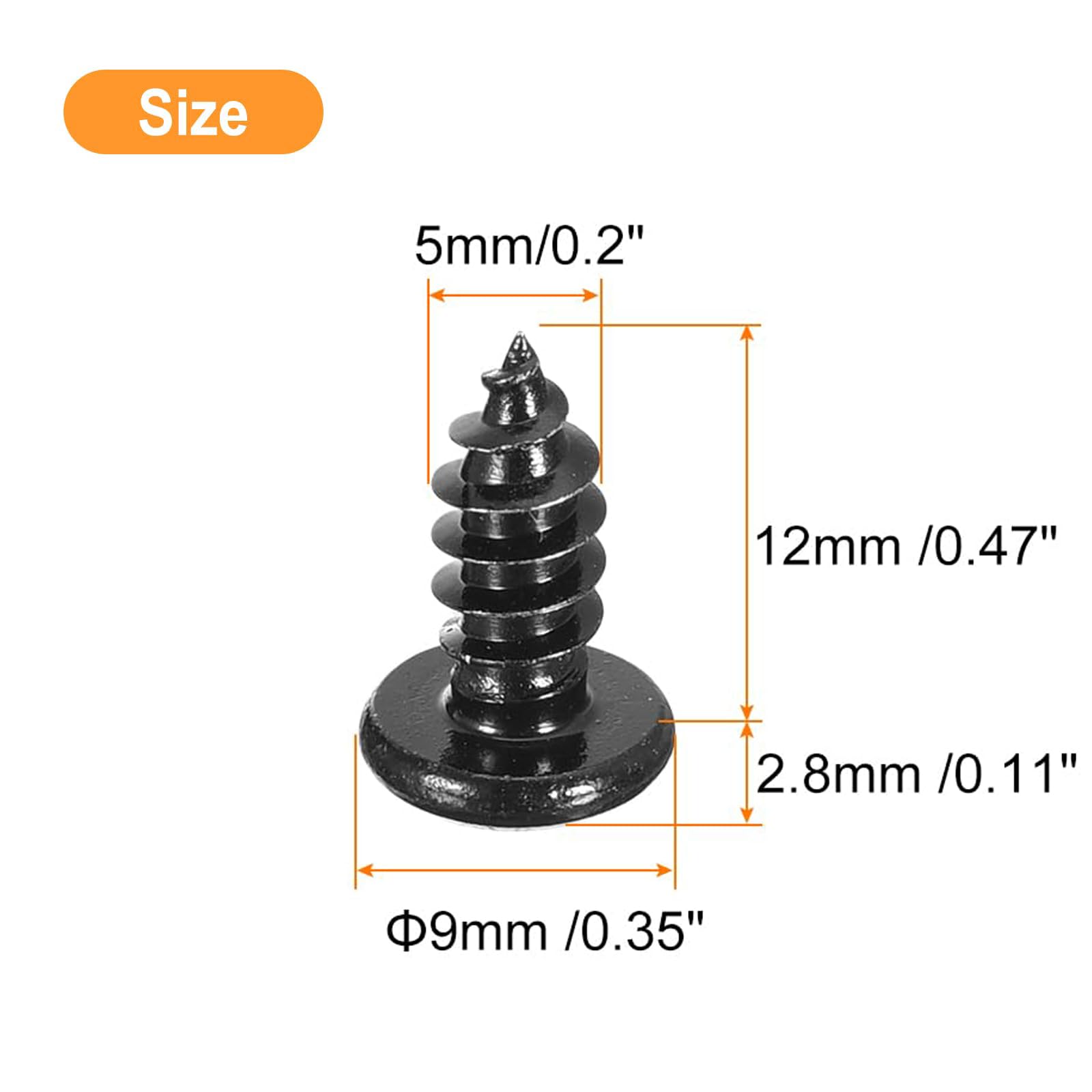 TA-VIGOR 50Pcs Self Tapping Screws, M5 Phillips Pan Head Screw, 12mm Round Head Tapping Screws - Image 2