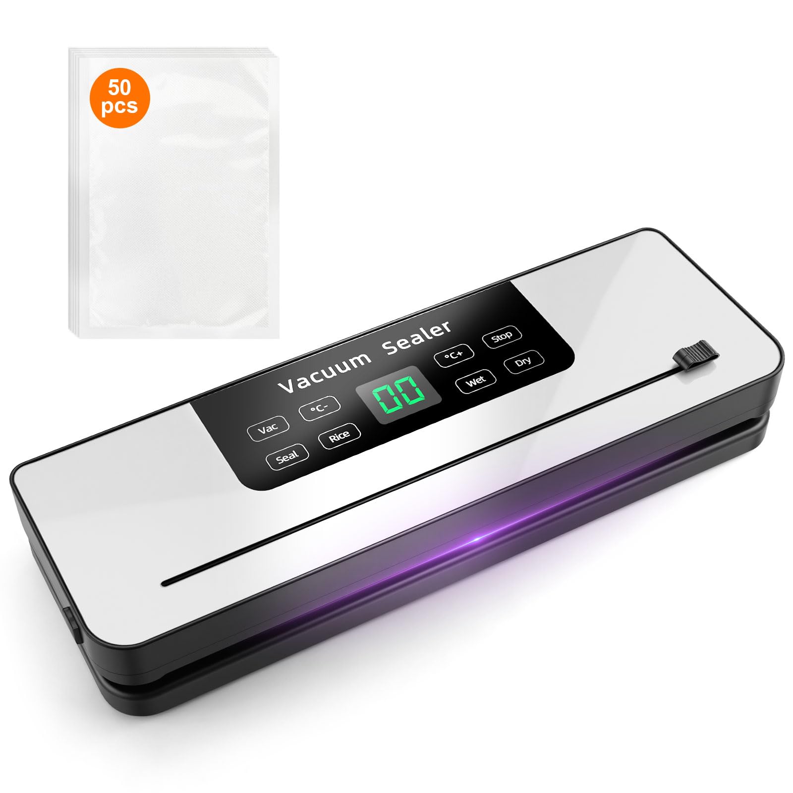8-in-1 Vacuum Sealer Machine, 30cm Longer Food Vacuum Sealer with 50 Bags