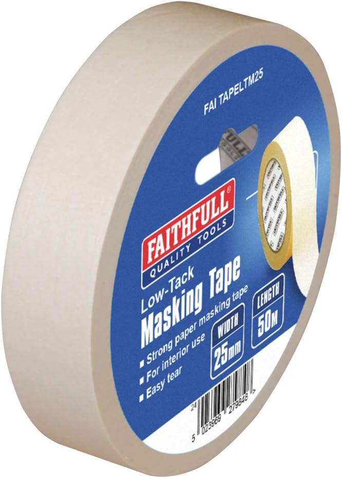 Faithfull FAITAPELTM25 Low-Tack Masking Tape 25mm x 50M