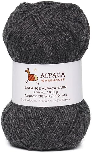 Mezcla de lana de alpaca, 1 madeja de 3.53 onzas, peso DK, celestial, suave y perfecto para tejer y tejer (gris carbón, peso DK)