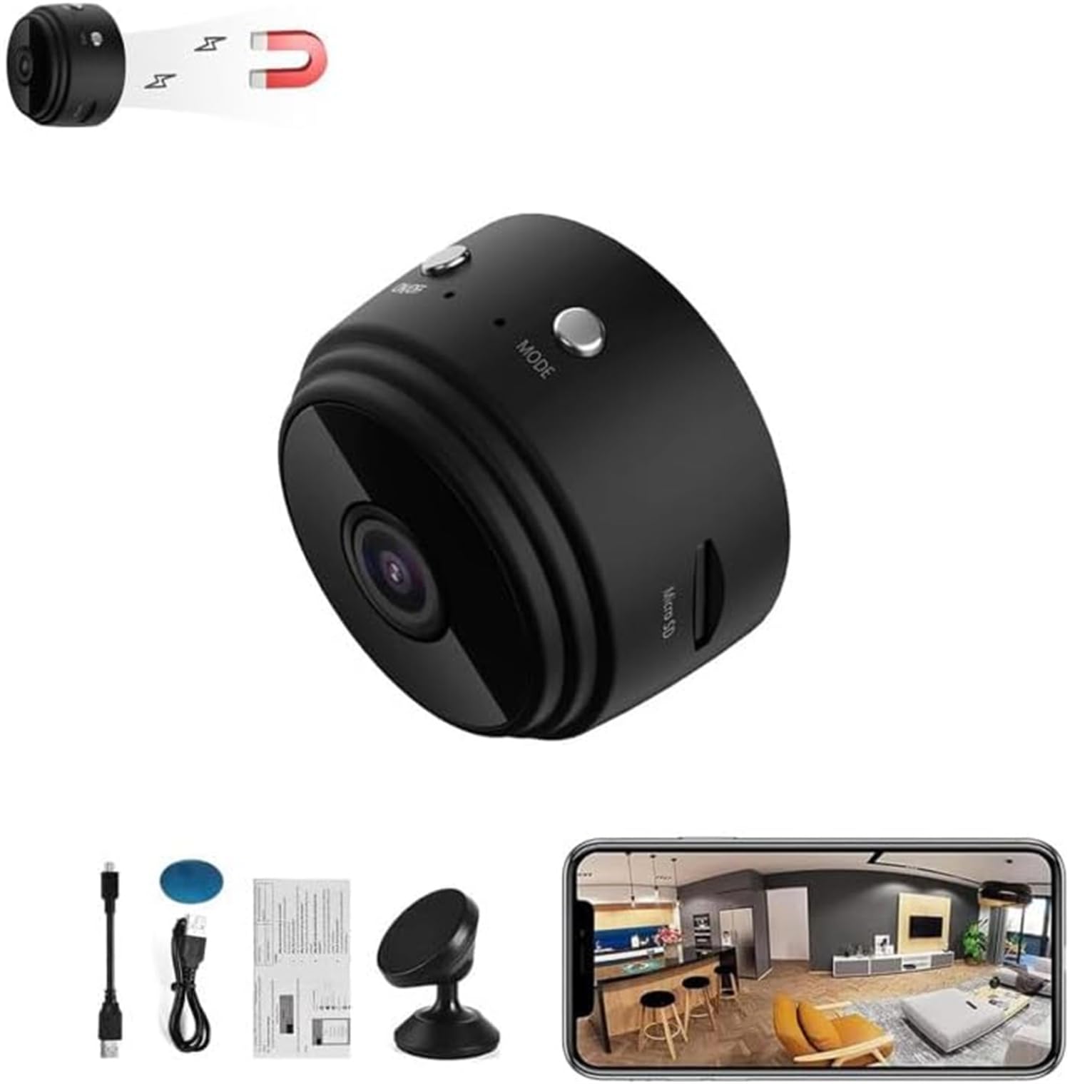 Mini Telecamera Spia Camtrix 1080p Full HD WiFi – 3 Pezzi, Visione Notturna 6m, Grandangolo 150°, Rilevamento Movimento, Per Interni Ed Esterni - 5