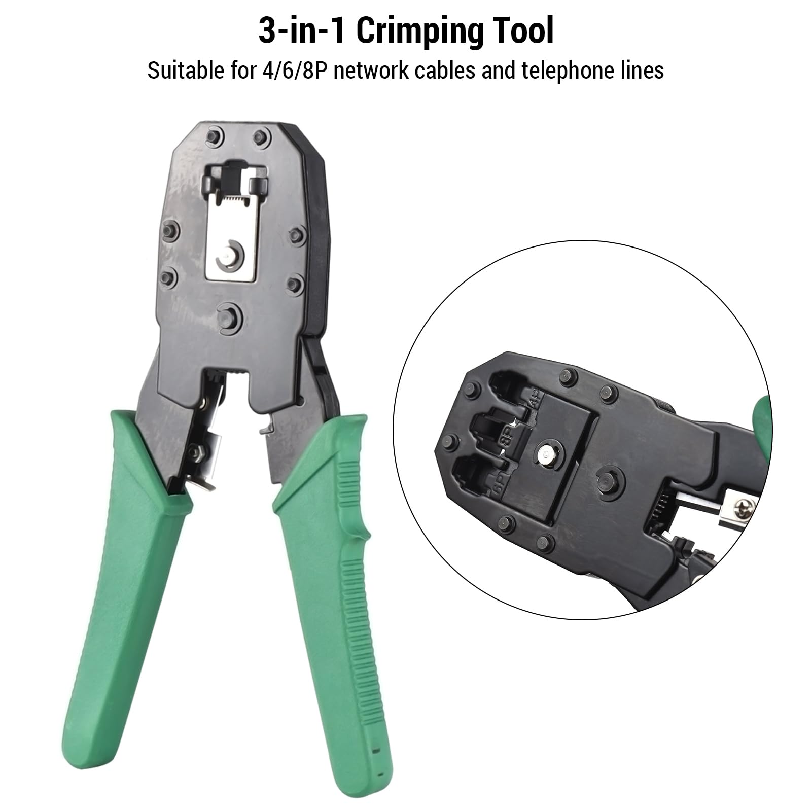 Outil de Sertissage RJ45, Testeur de Câbles, Kit Câbles Réseau Multifonctionnel, ABS Efficace, Portable pour les Outils Réparation à Domicile