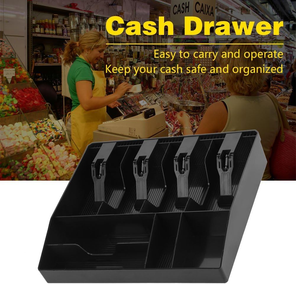 Kasse Geldschublade, Ideal für Kasseneinsätze mit 8 Fächern, 4 Scheinen und 4 Münzen, Erausnehmbare Cash Tray Schublade Register Einsatz Kassenschublade (8 Rastern mit Kunststoffc)
