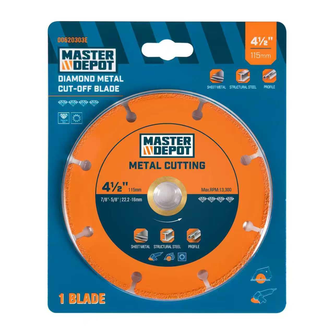 4 1/2“ Cut Off Wheels, Diamond Cutting Wheel for 5/8“ 7/8” Arbor Angle Grinder, 4.5 Inch Metal Cutting Wheel on Rebar, Steel, Iron and INOX (5 Pcs)