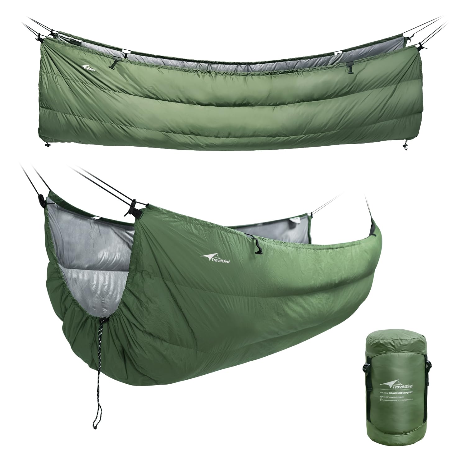 Travel Bird Down Hammock Underquilt for Camping Hammock, Warm Insulation Ultralight Duck Down Under Quilt for Hammocks, Portable for Hiking, Backpacking