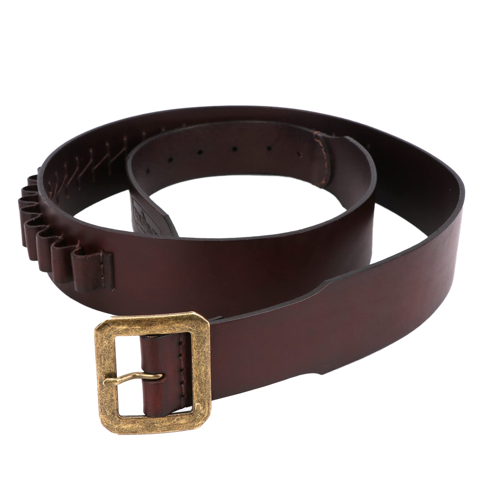Ceinture En Cuir Tourbon Pour Cartouches – 9mm, .38, .357, Réglable