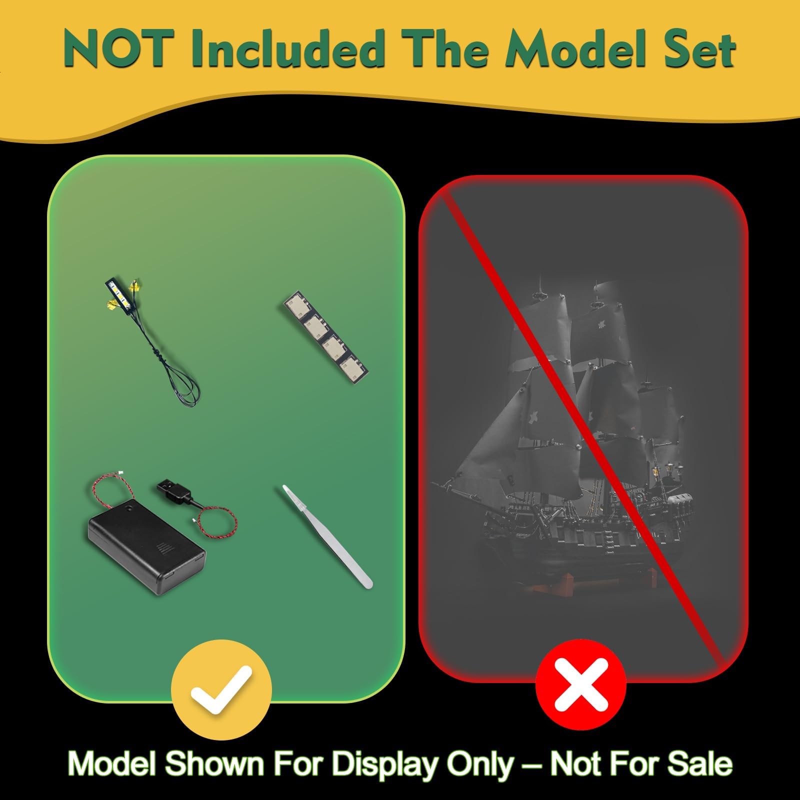 LocoLee Kit luci compatibile con Lego 10365 Capitan Jack Sparrow's Pirate Ship - Nessun modello solo luce, accessori per illuminazione a LED compatibili con icone Lego Black Pearl (versione standard)