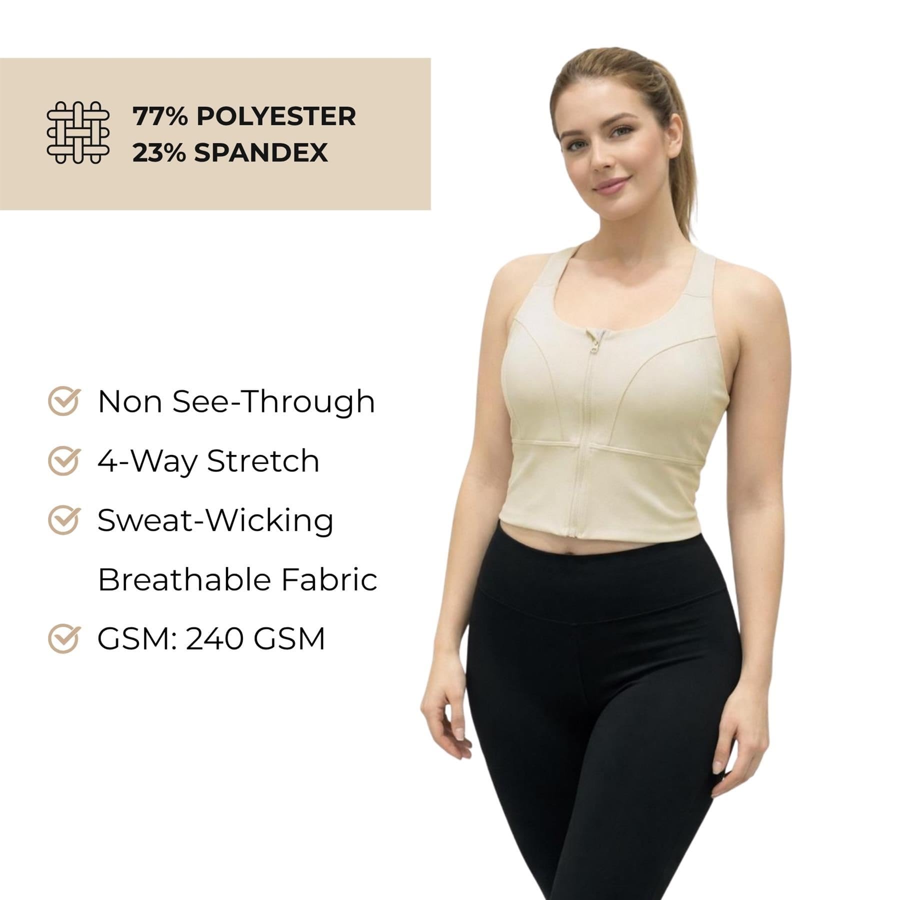 janisramone® Reggiseni sportivi da donna ad alto impatto con cerniera frontale, spalline elastiche incrociate posteriori con cuscinetti rimovibili, top corto da palestra, reggiseni da donna, reggiseno