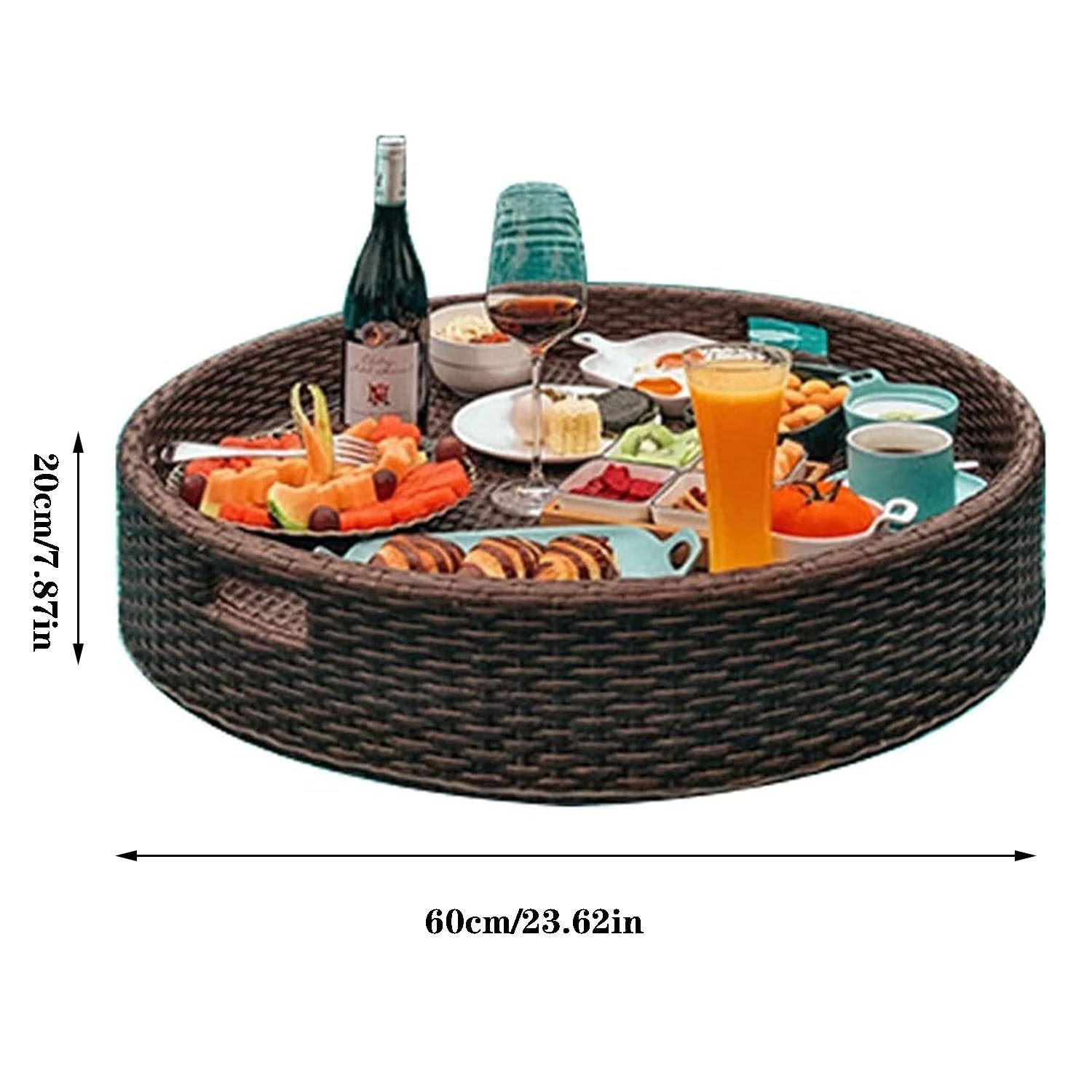 Barra Flotante para Piscina, Bandeja Flotante de ratán para Desayuno, Bandeja Flotante para Servir, Bandeja de Lujo para Piscina de Villa para Desayuno, para Catering de Comida para Fiestas