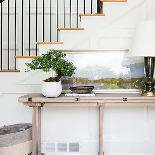 Miniatura 4 de DILATATA Árbol bonsái artificial de enebro zen, planta bonsái de 9 pulgadas de alto, árboles bonsái artificiales con maceta de cerámica blanca