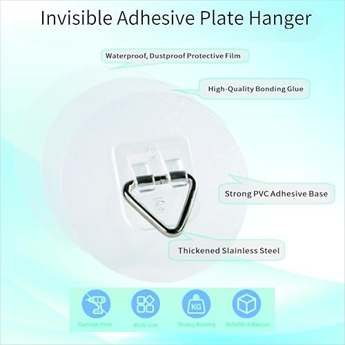 Miniatura 2 de Paquete de 12 ganchos adhesivos para fotos, ganchos de pared invisibles sin clavos para platos, marcos de fotos y decoración de pared (2.6 pulgadas)