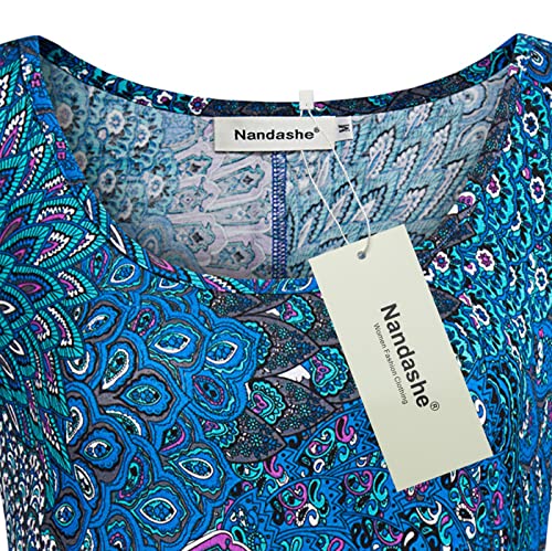 Image of Nandashe Womens 3 /4 Sleeves Floral Tunic Shirts Summer Casual Dressy Blouse Tops