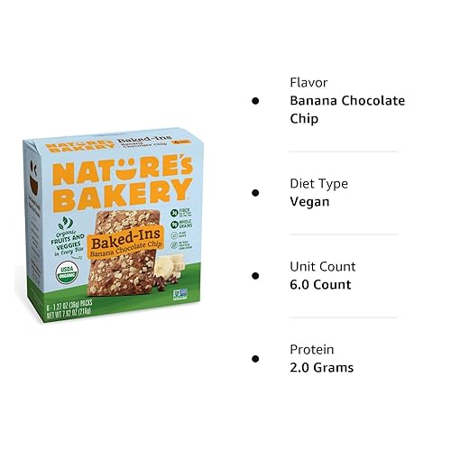 Miniatura 7 de Natures Bakery Barritas horneadas con chispas de chocolate de plátano frutas y verduras orgánicas veganas sin OMG aperitivo orgánico 1 caja con 6