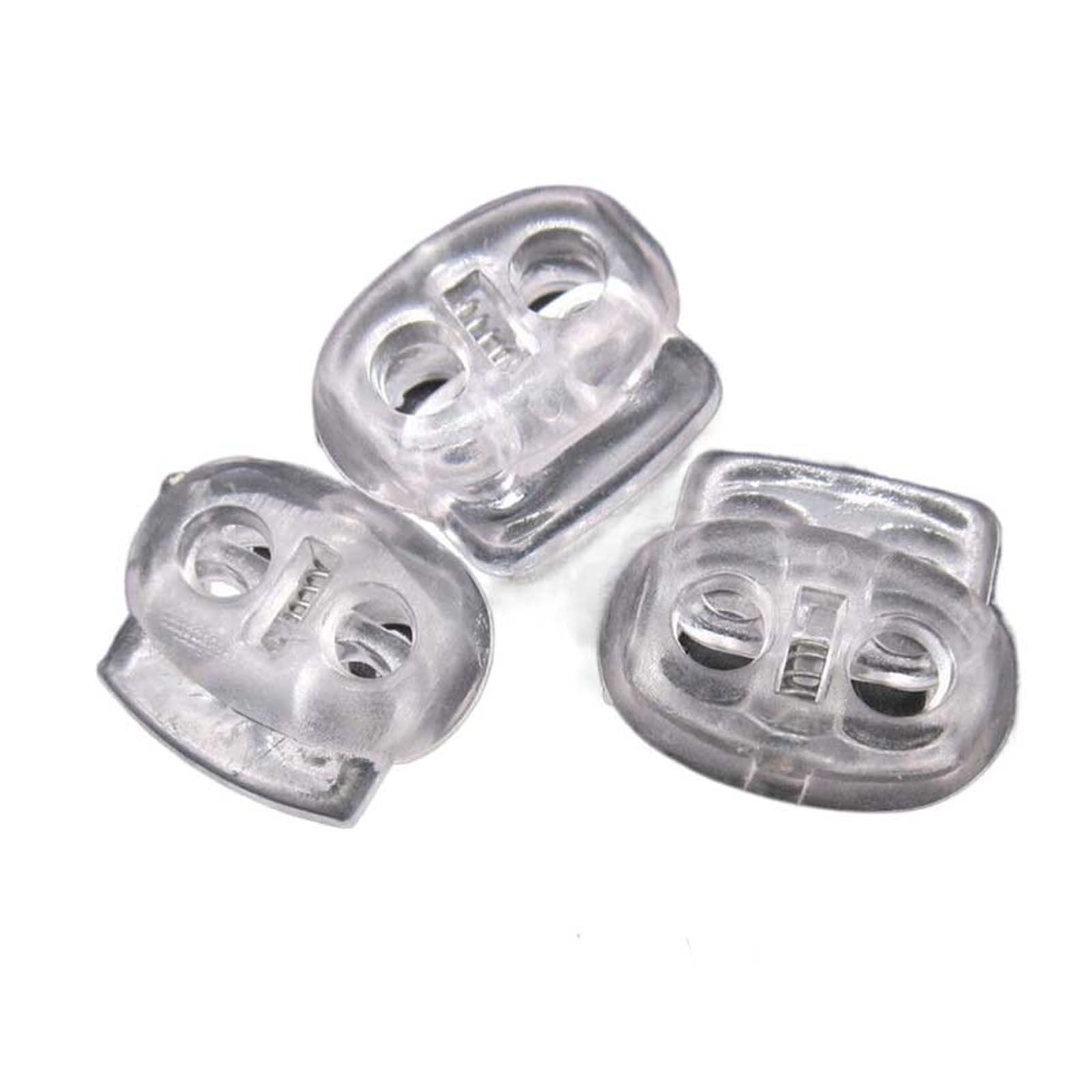 Cierre elástico con cordón ajustable, Tope de palanca resorte plástico con cierre cordón, 300 piezas, apertura 4 mm a 5, multicolor(24mm Clear)