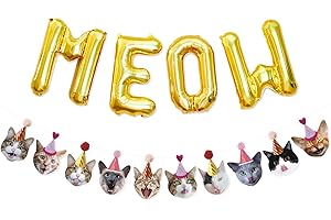 Bessmoso Meow Balloons Cat Party Decorations